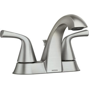 Moen Haber Spot Resist Brushed Nickel Two-Handle 4″ Centerset Bathroom Faucet for 3-Hole Sinks, 84768SRN(No Size)