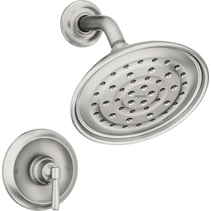 Moen Halle Spot Resist Brushed Nickel Shower Faucet Trim Set featuring Wide Showerhead and Lever Handle with Posi-Temp Valve Included, 82971SRN(Shower and Handle)