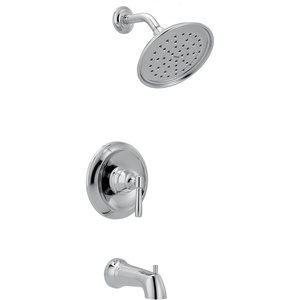 Moen Halle Spot Resist Brushed Nickel Tub and Shower Trim Kit Featuring Showerhead, Lever Handle, and Tub Spout with Posi-Temp Valve Included, 82970SRN(Chrome)