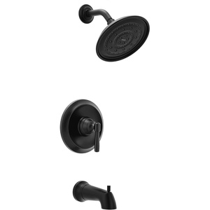 Moen Halle Spot Resist Brushed Nickel Tub and Shower Trim Kit Featuring Showerhead, Lever Handle, and Tub Spout with Posi-Temp Valve Included, 82970SRN(Matte Black)