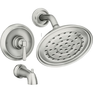 Moen Halle Spot Resist Brushed Nickel Tub and Shower Trim Kit Featuring Showerhead, Lever Handle, and Tub Spout with Posi-Temp Valve Included, 82970SRN(Spot Resist Nickel)