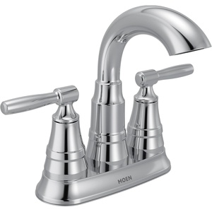 Moen Halle Spot Resist Brushed Nickel Two-Handle Centerset Bathroom Sink Faucet with Drain Assembly, 84971SRN(Chrome)