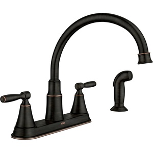 Moen Hutchinson Mediterranean Bronze 2-Handle High-Arc Kitchen Faucet with Side Sprayer, 87048BRB