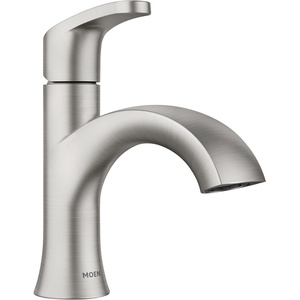 Moen Karis Spot Resist Brushed Nickel One-Handle Single Hole Bathroom Sink Faucet with Optional Deck Plate, 84346SRN(Brushed Nickel)