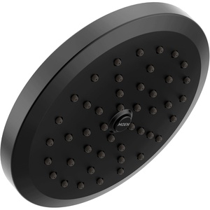Moen Matte Black One-Function 6-3/4 Inch Wide Eco-Performance Rain Showerhead with Immersion Rainshower Technology, S178EPBL