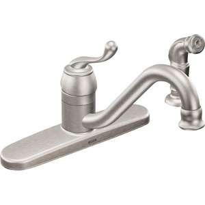 Moen Muirfield Spot Resist Stainles Single-Handle Kitchen Faucet with Side Sprayer, CA87520SRS