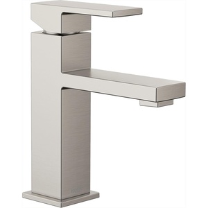 Moen Revyl Matte Black One-Handle Single Hole Modern Bathroom Sink Faucet with Optional Deckplate and Spring Loaded Drain Assembly, 84771BL(Spot Resist Nickel)