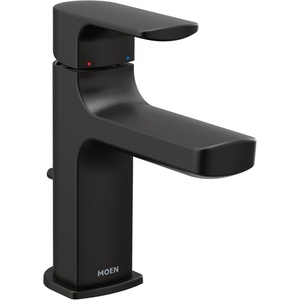 Moen Rizon Matte Black One-Handle Modern Bathroom Faucet with Drain Assembly, 6900BL(Matte Black)