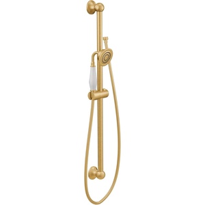 Moen S12107EPBG Weymouth Traditional Eco-Performance Handshower Handheld Shower with 30-Inch Slide Bar and 69-Inch Metal Hose, Brushed Gold