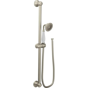 Moen S12107EPNL Weymouth Traditional Eco-Performance Handshower Handheld Shower with 30-Inch Slide Bar and 69-Inch Metal Hose, Polished Nickel(Brushed Nickel)