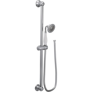 Moen S12107EPNL Weymouth Traditional Eco-Performance Handshower Handheld Shower with 30-Inch Slide Bar and 69-Inch Metal Hose, Polished Nickel(Chrome)