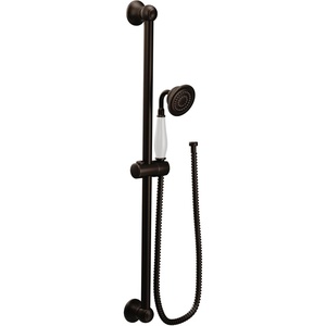 Moen S12107EPNL Weymouth Traditional Eco-Performance Handshower Handheld Shower with 30-Inch Slide Bar and 69-Inch Metal Hose, Polished Nickel(Oil Rubbed Bronze)
