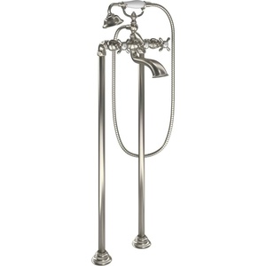 Moen S22105BN Weymouth Two Handle Tub Filler with Cross-Handles and Handshower, Brushed Nickel(Brushed Nickel)