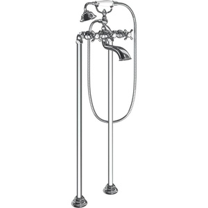 Moen S22105BN Weymouth Two Handle Tub Filler with Cross-Handles and Handshower, Brushed Nickel(Chrome)