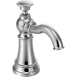 Moen S3945SRS Traditional Deck Mounted Kitchen Soap Dispenser with Above the Sink Refillable Bottle, Spot Resist Stainless(Chrome)