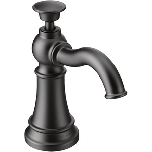 Moen S3945SRS Traditional Deck Mounted Kitchen Soap Dispenser with Above the Sink Refillable Bottle, Spot Resist Stainless(Matte Black)