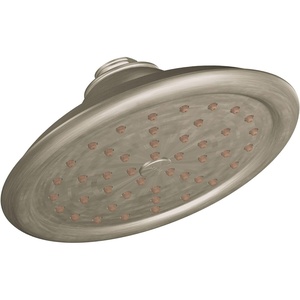 Moen S6310BN ExactTemp Single Function Rain Shower Showerhead with Immersion Technology at 2.5 GPM Flow Rate, 7-Inch, Brushed Nickel(Brushed Nickel)