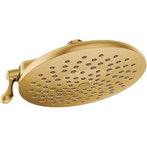 Moen S6320EPBN Velocity Eco-Performance Two-Function Rain Shower Shower Head with Immersion Technology, 8-Inch, Brushed Nickel(Brushed Gold)