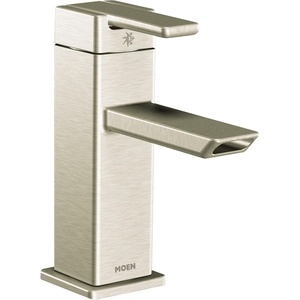 Moen S6700BN 90 Degree One-Handle Modern Bathroom Faucet with Drain Assembly, Brushed Nickel(Brushed Nickel)