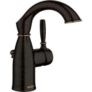 Moen Sarona Spot Resist Brushed Nickel One-Handle Single Hole Rustic Farmhouse Bathroom Sink Faucet with Optional Deckplate, 84144SRN(Mediterranean Bronze)