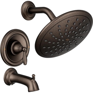Moen T2253EPORB Brantford Tub/Shower Trim, Oil Rubbed Bronze | Tub and shower trim, 8″ rainshower, Posi-Temp compatibility, Eco-Performance flow, oil rubbed bronze finish