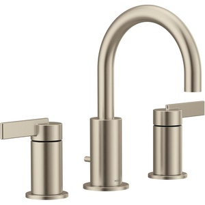 Moen T6222BL Cia 8-Inch Widespread 2-Handle High-Arc Bathroom Faucet Trim Kit with Optional Brushed Gold Finish Accents, Valve Required, Matte Black(Brushed Nickel)