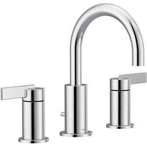 Moen T6222BL Cia 8-Inch Widespread 2-Handle High-Arc Bathroom Faucet Trim Kit with Optional Brushed Gold Finish Accents, Valve Required, Matte Black(Chrome)