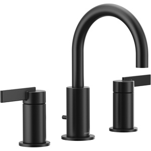 Moen T6222BL Cia 8-Inch Widespread 2-Handle High-Arc Bathroom Faucet Trim Kit with Optional Brushed Gold Finish Accents, Valve Required, Matte Black(Matte Black)