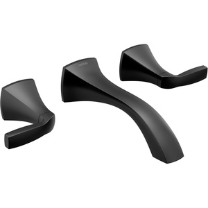 Moen T6906BL Voss Matte Black Two-Handle Wall Mount Bathroom Faucet Trim Kit, Valve Required
