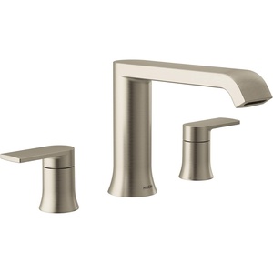 Moen T908 Genta LX Two-Handle Deck Mounted Modern Roman Tub Faucet, Valve Required, Chrome(Brushed Nickel)