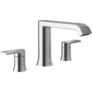 Moen T908 Genta LX Two-Handle Deck Mounted Modern Roman Tub Faucet, Valve Required, Chrome(Chrome)