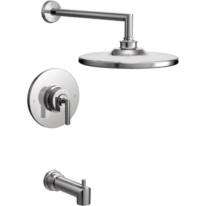 Moen TS22003EPBL Arris Posi-Temp Pressure Balancing Modern Tub and Shower Trim Kit with 10-Inch Eco-Performance Rainshower, Valve Required, Matte Black(Chrome)