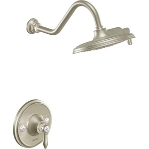 Moen TS32102BN Weymouth Posi-Temp Shower Trim Kit, Valve Required, including 9-Inch 2-Spray Eco-Performance Rainshower, Brushed Nickel(Brushed Nickel)