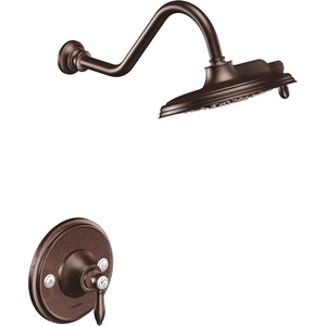 Moen TS32102ORB Weymouth Posi-Temp Shower Trim Kit, Valve Required, including 9-Inch 2-Spray Eco-Performance Rainshower, Oil Rubbed Bronze