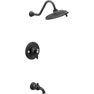 Moen TS32104BL Weymouth Posi-Temp Tub and Shower Trim Kit, Valve Required, including 9-Inch 2-Spray Rainshower, Matte Black(Matte Black)