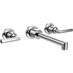 Moen TS43003 Arris Two-Handle Wall Mount Bathroom Faucet Trim, Valve Required, Chrome(Chrome)