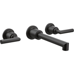Moen TS43003BL Arris Two-Handle Wall Mount Bathroom Faucet Trim, Valve Required, Matte Black