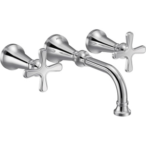 Moen TS44103 Colinet Traditional Two-Handle Widespread High-Arc Bathroom Faucet with Cross Handles, Valve Required, Chrome(Chrome)
