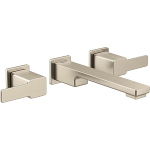 Moen TS6731BN 90 Degree Two-Handle Wall Mount Bathroom Faucet Trim, Valve Required, Brushed Nickel(Brushed Nickel)