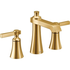 Moen TS6984NL Flara Two-Handle 8 in. Widespread Lever Handle Bathroom Faucet Trim Kit, Valve Required, Polished Nickel(Brushed Gold)