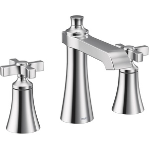 Moen TS6984NL Flara Two-Handle 8 in. Widespread Lever Handle Bathroom Faucet Trim Kit, Valve Required, Polished Nickel(Chrome)