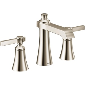 Moen TS6984NL Flara Two-Handle 8 in. Widespread Lever Handle Bathroom Faucet Trim Kit, Valve Required, Polished Nickel(Polished Nickel)
