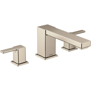 Moen TS913BN 90 Degree Two-Handle Deck Mounted Roman Tub Faucet, Valve Required, Brushed Nickel