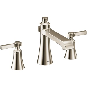 Moen TS926NL Flara 2-Handle Deck Mount Lever Handle Roman Tub Faucet Trim Kit, Valve Required, Polished Nickel