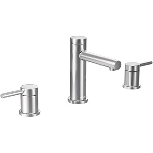 Moen Two Handle Widespread Contemporary Modern Matte Black Bathroom Sink Faucet with Drain Kit Perfect for Countertop and Wide Spread Bath Setup, T6193BL(Chrome)