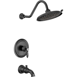 Moen UTS232104EPNL Weymouth M-CORE 2-Series 1-Handle Tub and Shower Trim Kit, Valve Required, Polished Nickel(Matte Black)