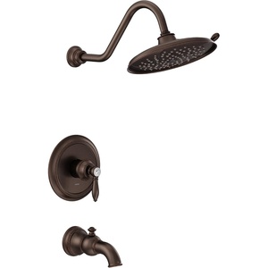 Moen UTS232104EPNL Weymouth M-CORE 2-Series 1-Handle Tub and Shower Trim Kit, Valve Required, Polished Nickel(Oil Rubbed Bronze)