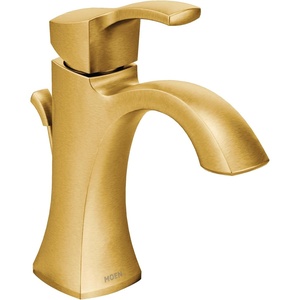 Moen Voss Chrome One-Handle Single Hole Bathroom Sink Faucet with Optional Deckplate, 6903(Gold)
