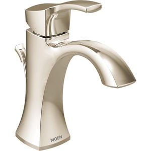 Moen Voss Chrome One-Handle Single Hole Bathroom Sink Faucet with Optional Deckplate, 6903(Polished Nickel)