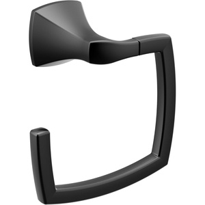 Moen Voss Matte Black Modern Square Wall Mount Bathroom Hand Towel Ring, YB5186BL